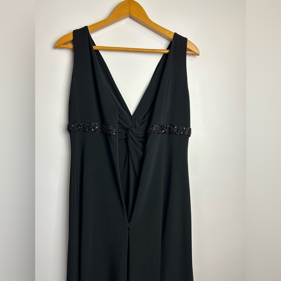 Jones New York VTG Y2K Midi Dress 10 Black Sleeveless V-Neck Beaded Sequins Hoco - Picture 4 of 14